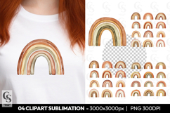 Boho Rainbow Earthy Tones Clipart Sublimation PNG Product Image 1