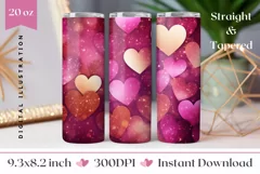 Love Hearts Tumbler Design, Glitter Hearts Tumbler Wrap PNG Product Image 1