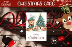 Cartoon Christmas Bear Greeting Card PNG Product Image 1