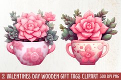 Pink Valentine Succulent Pot Clipart Product Image 1
