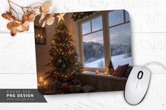 Cozy Holiday Corner with Christmas Tree and Snowy Mouse Pad Product Image 1