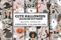 Seamless Halloween Digital Papers set, Cute Pattern Design Product Image 1