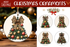 Leopard Christmas Bows Ornaments, Christmas Tree Ornament Product Image 1
