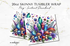 Magic Mushroom Crystals 20 oz Skinny Tumbler Wrap PNG File Product Image 2