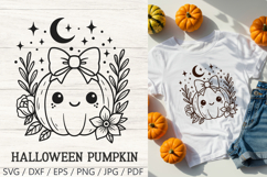 Cute Pumpkin Halloween SVG | Kawaii Autumn PNG Clipart Product Image 1