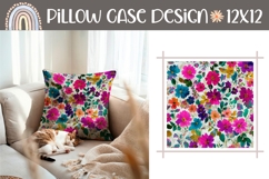 Cartoon Flowers Pillow PNG, Cute Pillow Case Template Product Image 1