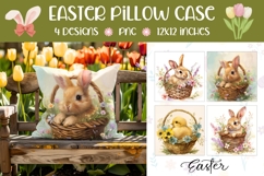 Easter Basket Pillow Design, Easter Chick Pillowcase PNG Product Image 1