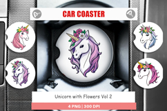 Car Coaster Floral Unicorn Product Image 1