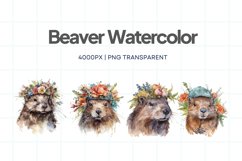 Beaver Watercolor Sublimation Bundle Png Product Image 1