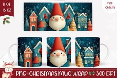 Cartoon Christmas Gnome Mug, Christmas Town Mug Template Product Image 1