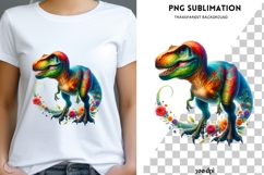 Dinosaur with flowers png design for T-shirts Product Image 1