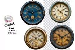 Vintage, Clocks, Junk Journal, PNG, Clipart, Ephemera Product Image 1