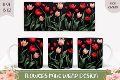 Knitted Flowers Mug Wrap, Tulip Mug Sublimation Product Image 1
