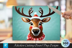 Cute Reindeer Face Christmas Cutting Board PNG Design Product Image 1