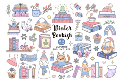 Winter Books Clipart, Christmas Bookish Png, Book Lover Svg Product Image 1