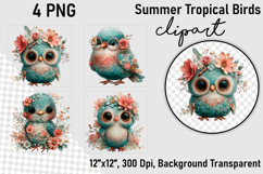Summer Tropical Birds Clipart, Tropical Birds png Product Image 1