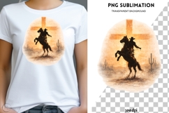Christian Cowboy PNG Sublimation | Western Faith Cross Product Image 1