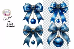 Christmas, Bows, Ephemera, PNG, watercolor, Clipart Product Image 1