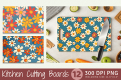 70s Retro Daisy Flowers Cutting Boards sublimation Design Product Image 1