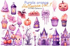 Purple Orange Halloween Vol.1 Cliparts Ai Generated Art Product Image 1