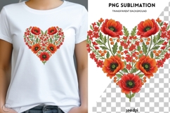 Floral Heart PNG | Red Poppy Flower Heart Clipart | Romantic Product Image 1