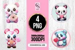 Cute Panda Bear with Sweet Treats Illustration Clipart PNG Product Image 1