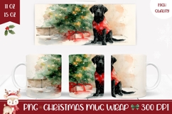 Watercolor Christmas Dog Mug, Christmas Tree Mug Design Product Image 1