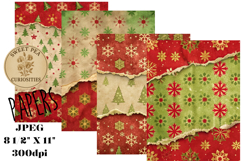 Christmas, Red, Green, Papers, Junk Journal Product Image 1