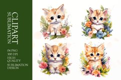 Watercolor cat clipart sublimation png Product Image 1
