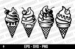 A black and white line art icon of a soft serve ice cream Product Image 1