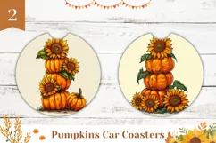 Farm Pumpkins Car Coaster PNG, Floral Car Coaster Template Product Image 1