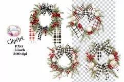 Christmas, Wreath, Ephemera, PNG, watercolor, Clipart Product Image 1