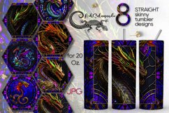 Stained glass dragon | 8 Skinny tumbler sublimation designs Product Image 1