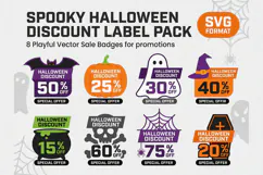 Halloween Discount Sale Badge Labels 8 Spooky Vector svg Product Image 1