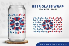 Patriotic Flower, 4th of July, 20 oz Beer Glass Wrap SVG Product Image 1