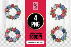 Patriotic Floral Wreath Clipart PNG Product Image 1