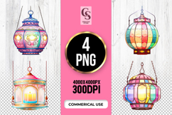Colorful Lantern Clipart Sublimation PNG Product Image 1