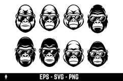 Vector logo of a gorilla or monkey's face wearing sunglasses Product Image 1