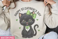 Happy St CatRick's Day PNG, St Patricks Day Cat Sublimation Product Image 1