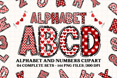 Valentine Alphabet Clip Art, valentines day letters doodle Product Image 1