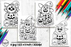 Cute Halloween coloring pages, Cute monster png Product Image 1