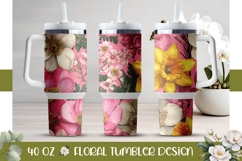 Narcissus Tumbler Wrap, Pink 40 Oz Tumbler Template Product Image 1