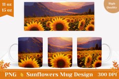 Sunflowers Field Sublimation Design, Fall Mug Sublimation Product Image 1