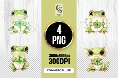 Cute Frog Lucky Clover Clipart Sublimation PNG Product Image 1