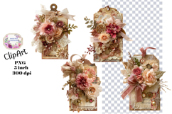 Tags, Flowers, Label, Ephemera, PNG, Junk Journal, clipart Product Image 1