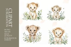 Watercolor lion baby clipart sublimation png Product Image 1