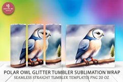 Polar Owl Glitter Tumbler Sublimation Wrap Watercolor Seamle Product Image 2