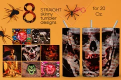 Zombie Halloween | 8 Skinny tumbler sublimation designs, JPG Product Image 1