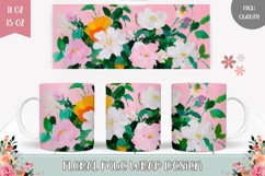 Pink Peony Mug Wrap Design, Cute Flowers Mug Sublimation Product Image 1