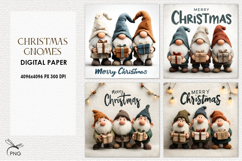 Cute christmas gnomes digital paper, background clipart Product Image 1